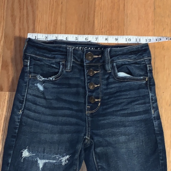American Eagle Next Level Stretch Distressed Hi-Rise Jeggings 2 Regular - Picture 7 of 11